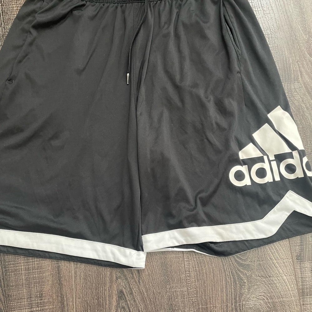 Adidas Black and White Athletic Shorts with Elastic Waistband